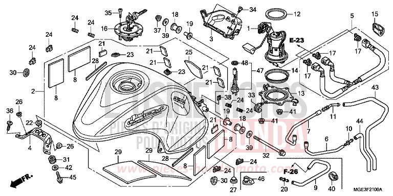 FUEL TANK/FUEL PUMP for VFR1200F Dual Clutch SEAL SILVER METALLIC (NHA14) from 2010